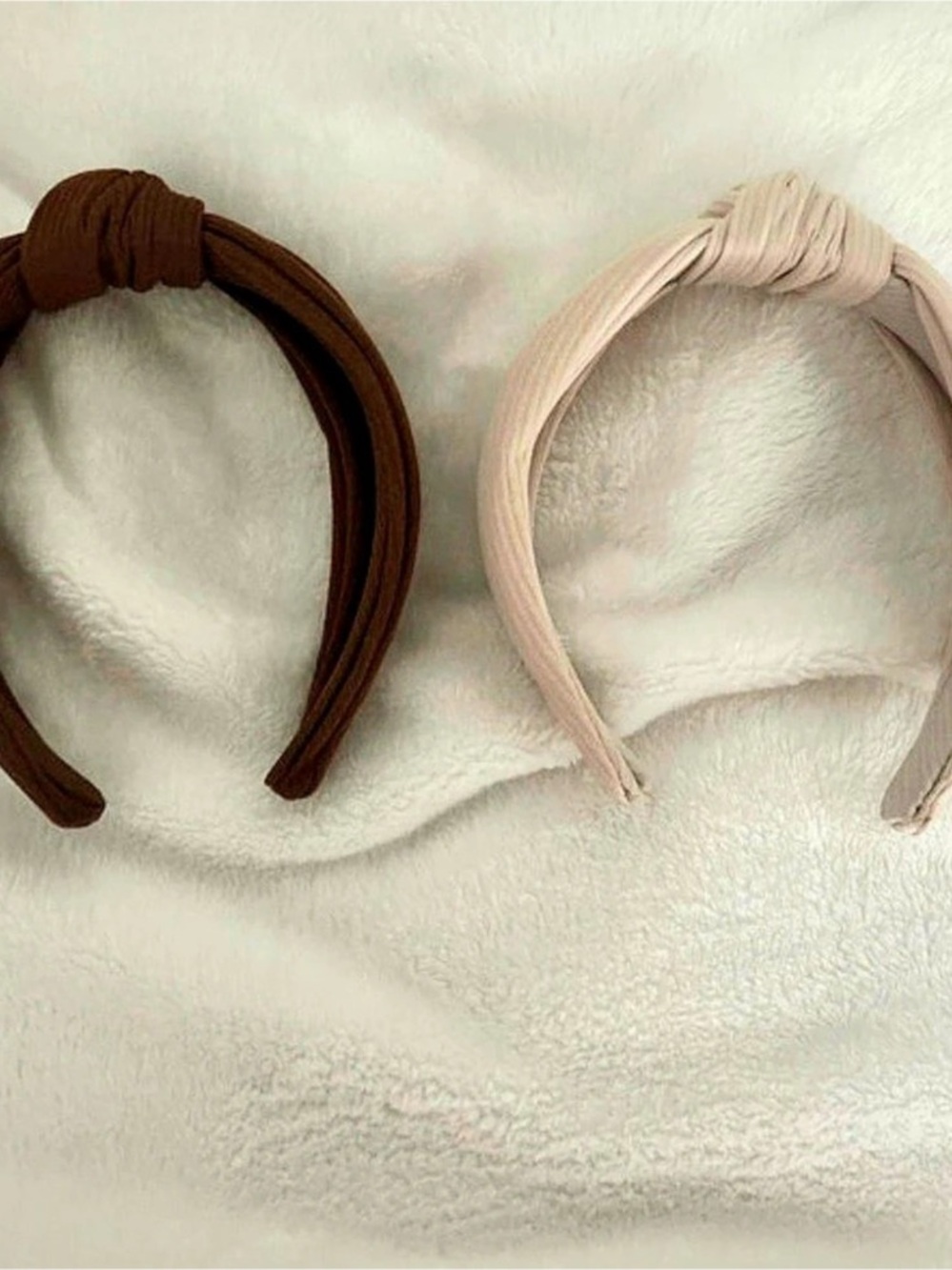 Knotted Headband Set in Brown & Pink